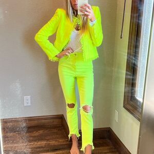 L’AGENCE High Line Lime Neon Green Destructed ONE OF A KIND RARE 25 Jean